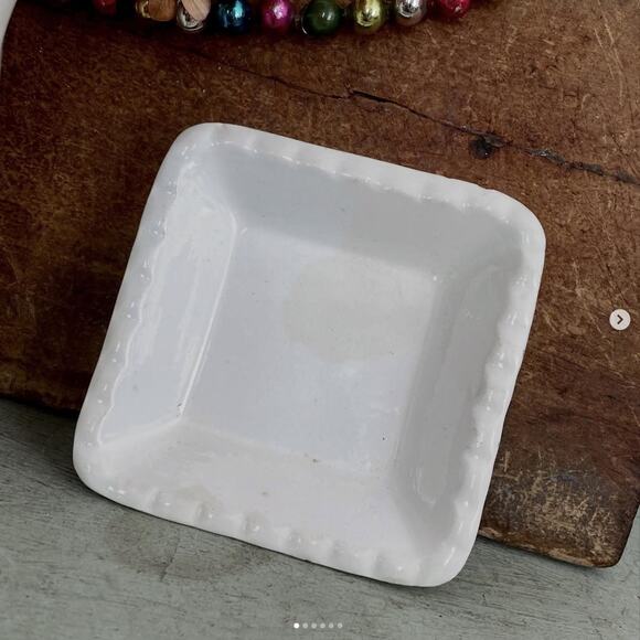 Vintage Powell Bishop England Ironstone China Square Tray Dish Rippled Rim CHIPS - Picture 1 of 6